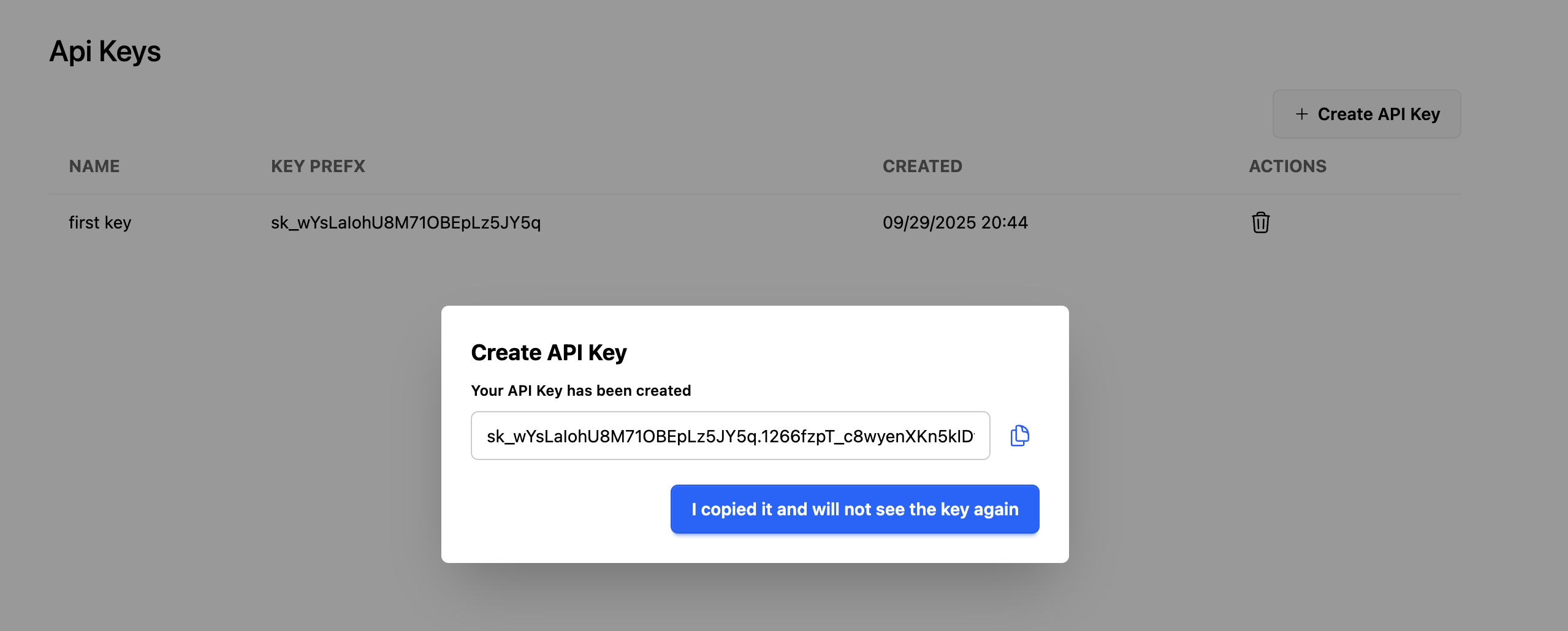 Creating API Keys